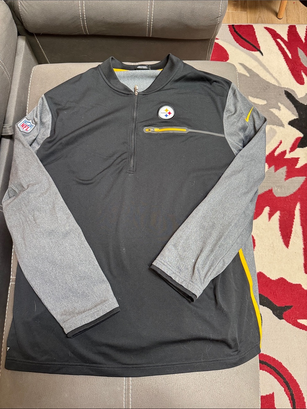 Pittsburgh Steelers Nike Black & Gray Long-Sleeve Quarter-Zip Pullover
